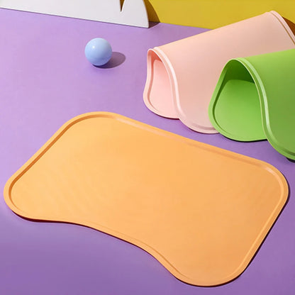 Dog Cat Bowl Food Mat with High Lips Silicone Waterproof Pet Food Feeding Pad Puppy Feeder Tray Water Cushion Snack Mat Stuff
