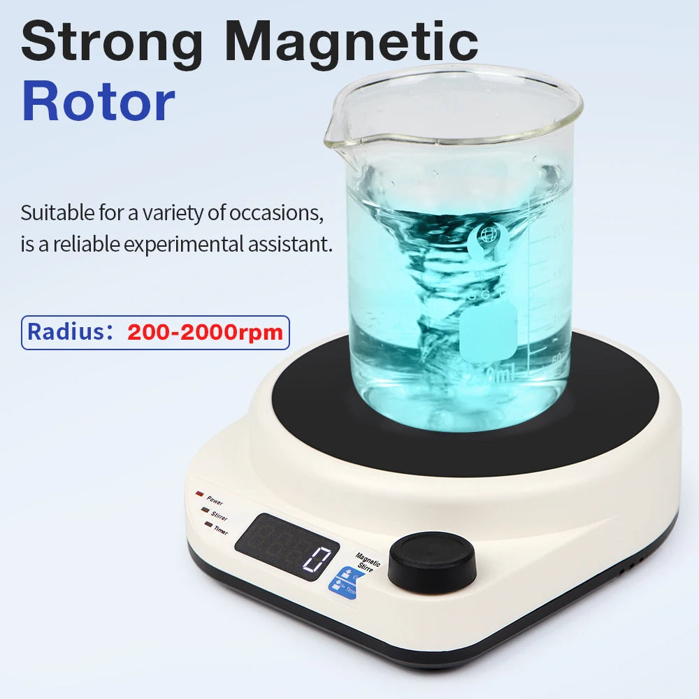 2000RPM Mini Electric Magnetic Stirrer with Stir Bar Brushless DC Motor Magnetic Mixer for Medical Chemical Laboratory EU Plug