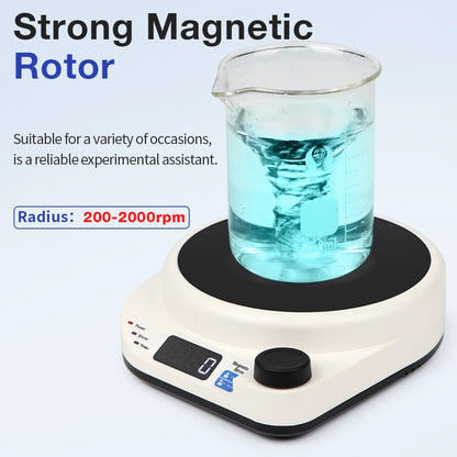 2000RPM Mini Electric Magnetic Stirrer with Stir Bar Brushless DC Motor Magnetic Mixer for Medical Chemical Laboratory EU Plug