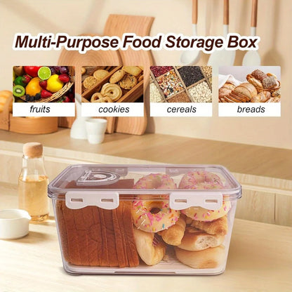 1Pcs Bread Box 3 Size Rectangular Bread Storage Boxes with Time Recording Clear Loaf Bread Container Airtight Bread Keeper Box
