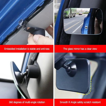 Car Interior Auxiliary Blind Spot Mirror 360° Wide-Angle Adjustable HD Convex Mirrors Car Parking Reversing Rearview Mirror