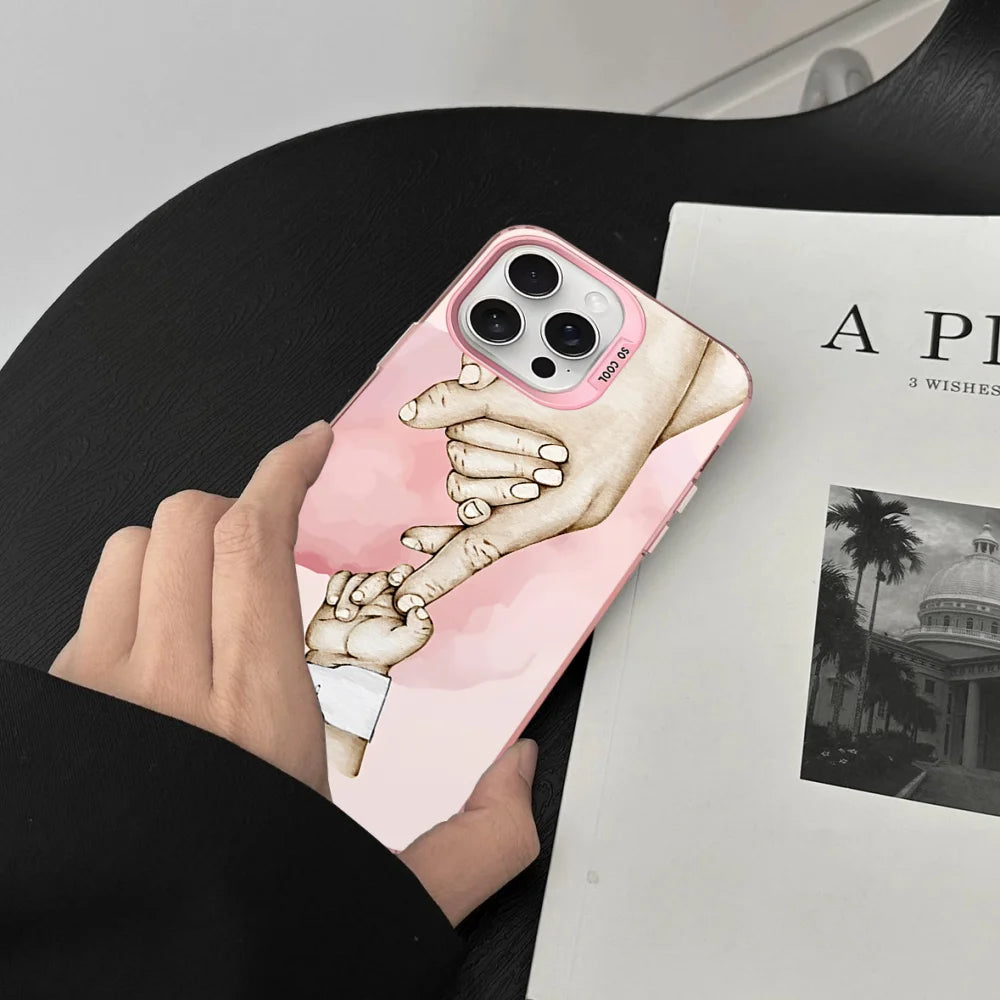 Baby Mom Daughter Son Dad Hand Phone Case For IPhone 16 15 14 13 12 11 Pro Max X XR XSMAX 8 7 Plus Matte Shockproof Back Cover