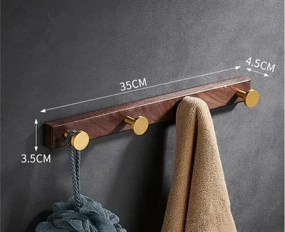 Tuqiu Robe Hook,Clothes Hook,Towel hanger, Wood and Aluminum Towel Hooks kitchen hooks Brushed gold bathroom accessories