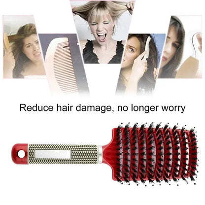 Hair Brush Scalp Massage Comb Hairbrush Boar Bristle Nylon Women Wet Curly Detangle Hair Brush Salon Hairdressing Styling Tool