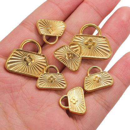 5PCS Stainless Steel Crucifix Bag Lock Pendant Charms Pad Lock Charms Fit DIY Necklace Bracelet Pendants Jewelry Making