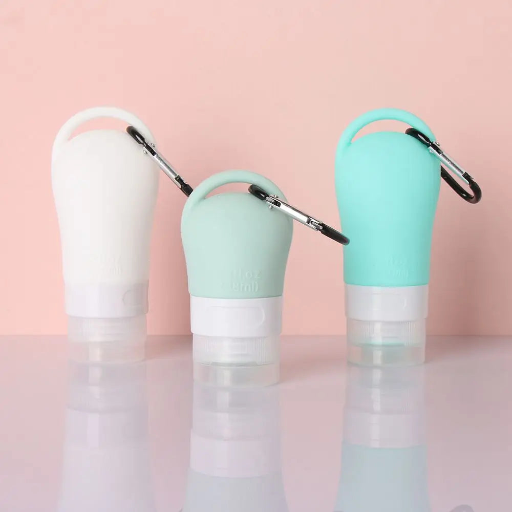Travel Bottle Leakproof Silicone Refillable Squeezable Travel Tube with Keychain Hook for Cosmetic Toiletry Shampoo