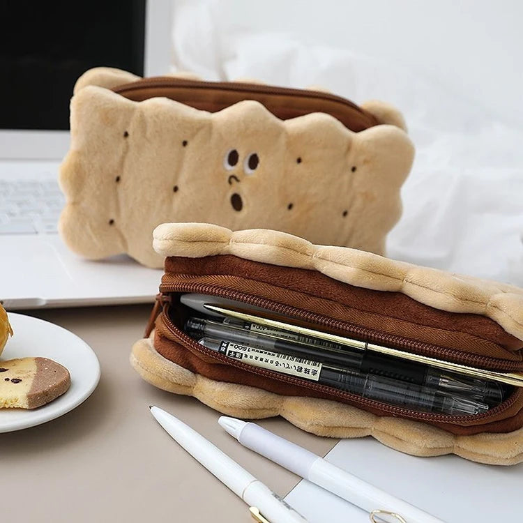 Creative Simulation Sandwich Biscuit Pencil Bag Kawaii Plush Pencil Bag Student Stationery Storage Bag Student Supplies