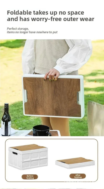 Camping Storage Box, Trunk Organizer, Camping Picnic Camping Box, Car Folding Outdoor Bench and Chopping Board