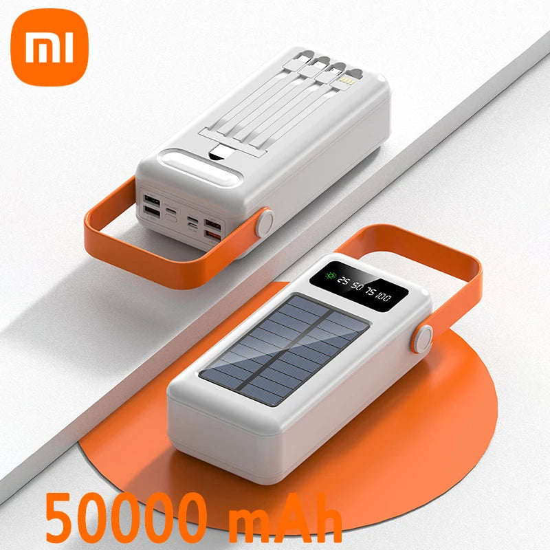 Xiaomi 100000mAh Solar Energy Power Bank Outdoor Camping Light Large Capacity Power Bank Detachable Four Wire Power Bank New