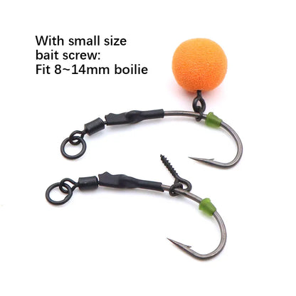 4pcs Ronnie Rig Curve Shank Fishing Hook Barbed Hook Pop Up Bait Boilie Screw Fishing Hair Rig Accessories Terminal Tackle
