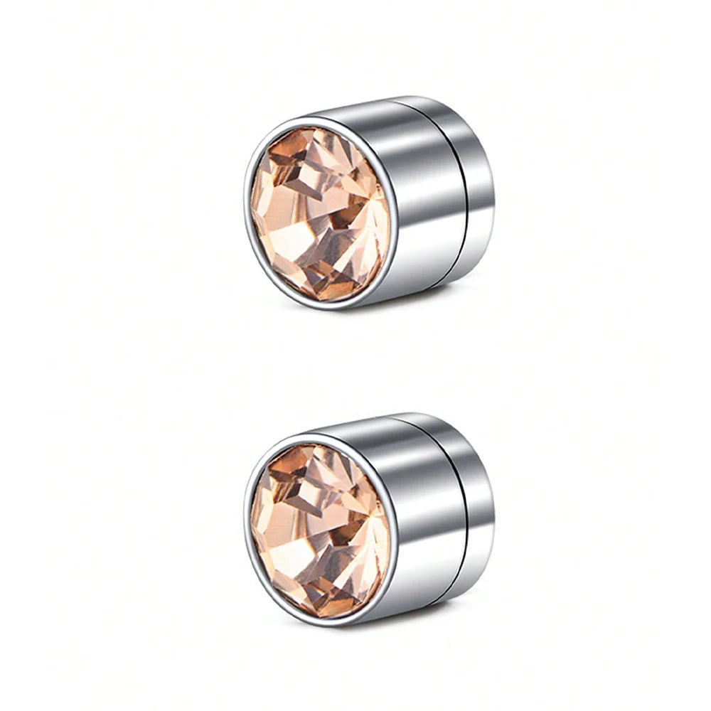 1Pair Stainless Steel Fake Ear Ring Studs CZ Dia 3-5mm Faux Non Pierced Ear Ring Ear Cuff For Women Men No Piercing Body Jewelry