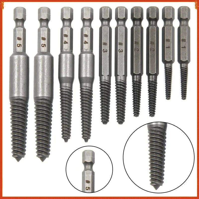 Screw Extractor10pc Hexagonal Shank Broken Head Screwdriver Set Electric Drill Tool for Removing Stripped Screws multifunctional