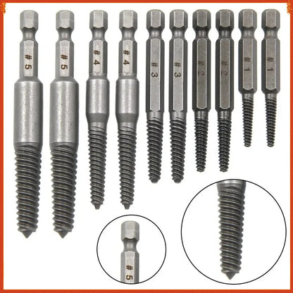 Screw Extractor10pc Hexagonal Shank Broken Head Screwdriver Set Electric Drill Tool for Removing Stripped Screws multifunctional