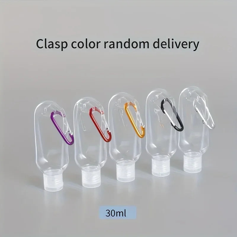 5pcs Leak-Proof Travel Squeeze Bottles with Keychains - 30ml Refillable, Portable Containers for Hand Sanitizer Toiletries