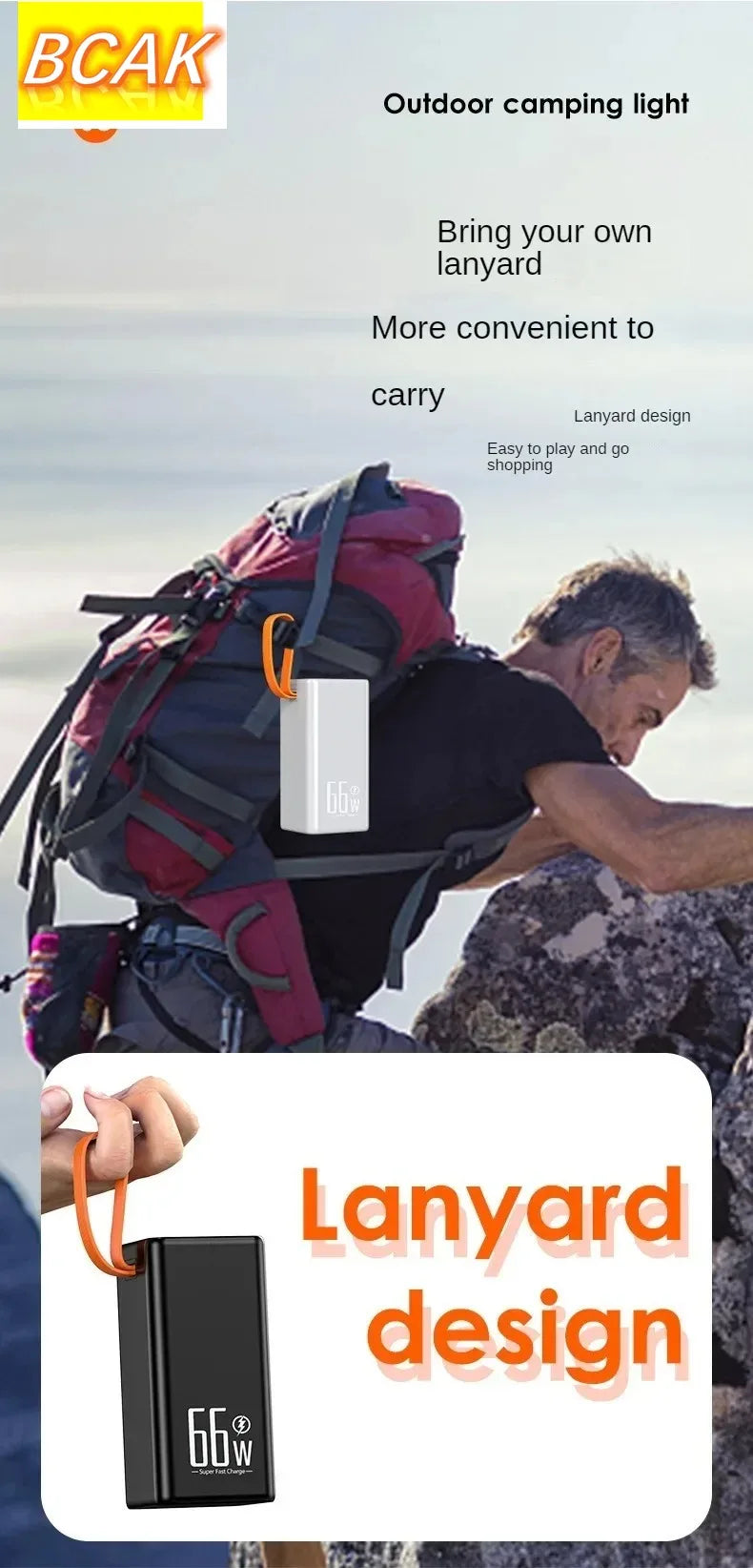 BCAK Brand Upgraded Version Super power bank fast charging with LED Super Large Capacity 500000mah 100000mah 200000mah 300000mah