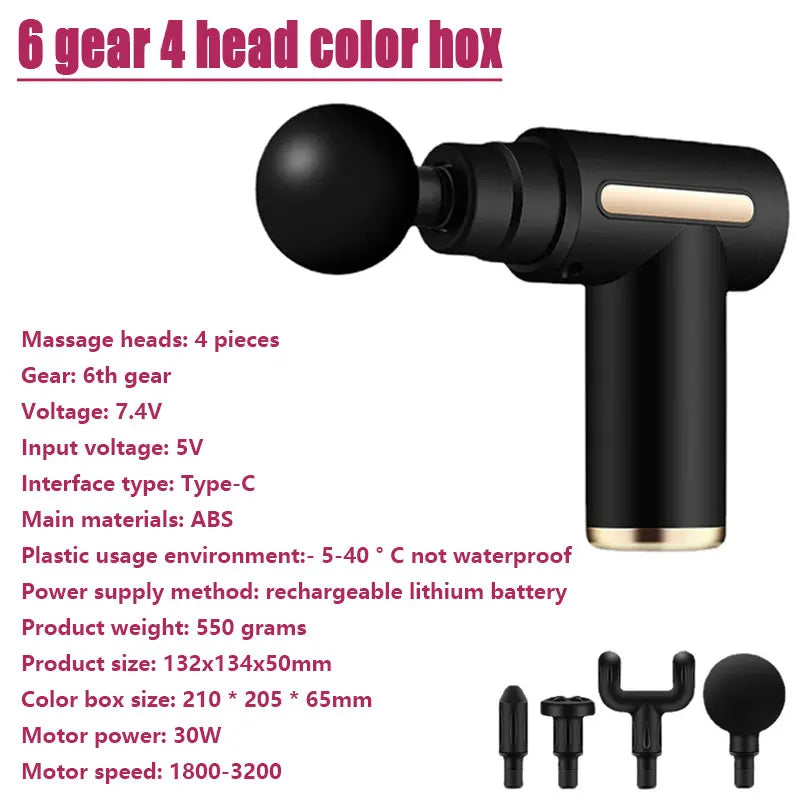 Portable Massage Gun Percussion Pistol Massager Professional Deep Muscle Massager For Body Neck Back Relaxation Fitness Slimming