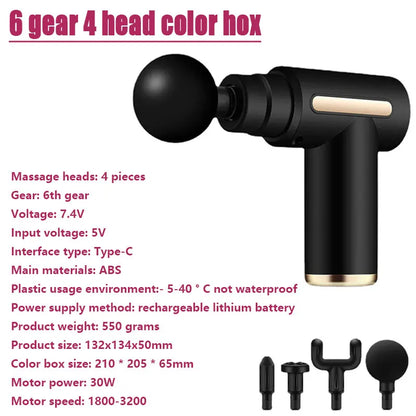 Portable Massage Gun Percussion Pistol Massager Professional Deep Muscle Massager For Body Neck Back Relaxation Fitness Slimming