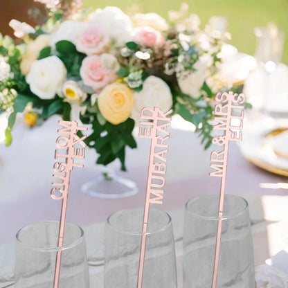 10-120pcs Personalized Acrylic Stirrers Custom Laser Cut Drink Stirrers Drinks Wedding Stirrers Cocktail Toppers