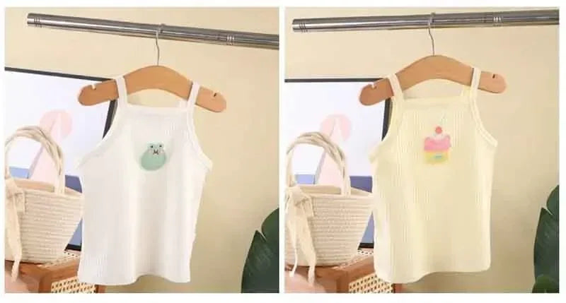 Baby Girls T-shirts for Kids Summer Sleeveless Knitted Tops Vest Outfits Girls Cute Halter Tops Tees Children Clothing 1-12 Year