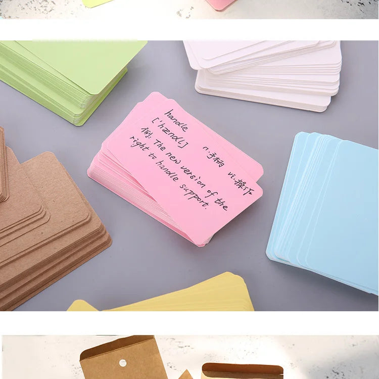 100pcs/box Kraft paper card color blank business card message thank you card writing card label bookmark learning card