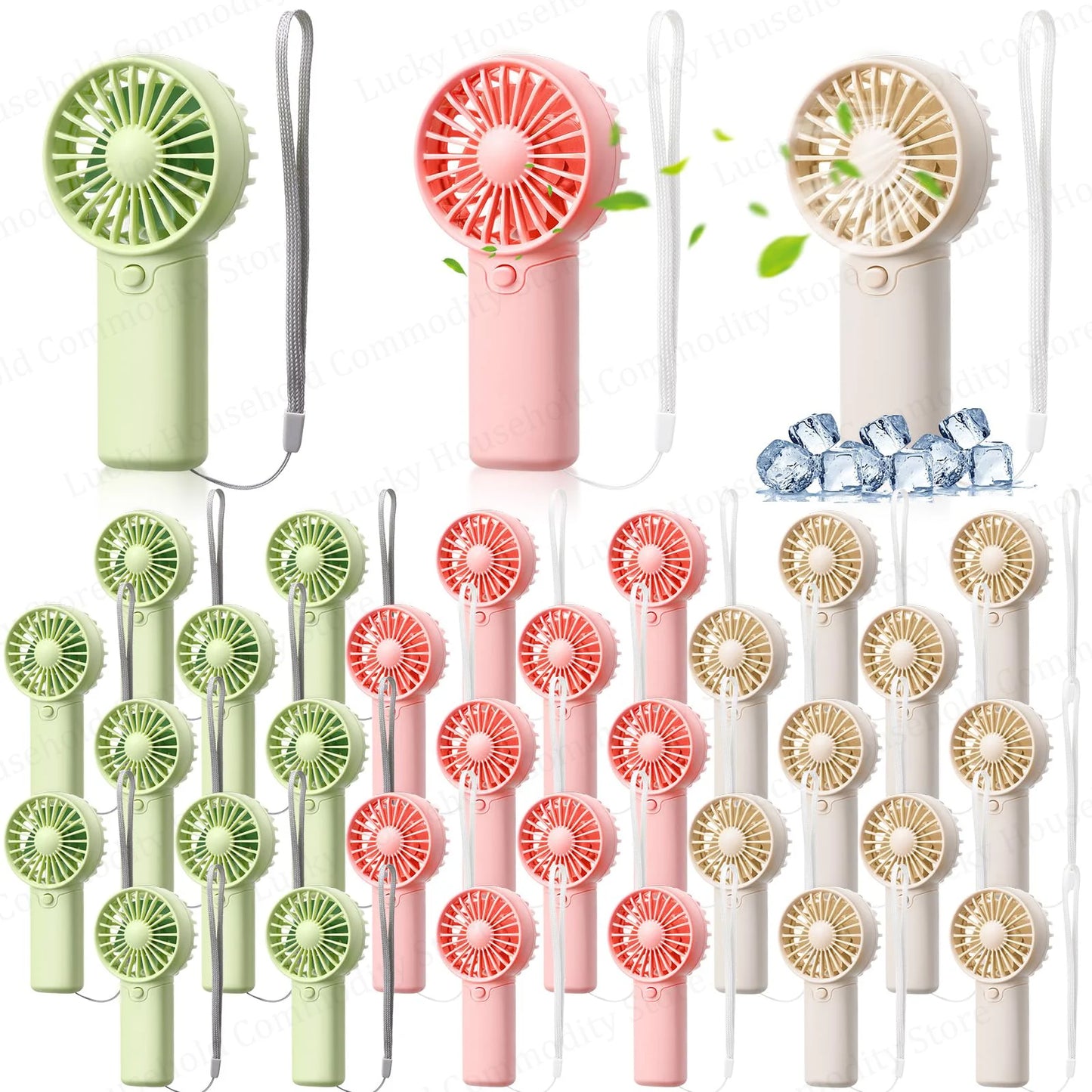 12-120PCS Portable Handheld Fan Bulk Wedding Fans for Guest Mini Handheld Fan Battery Powered Fans with Thank You Cards