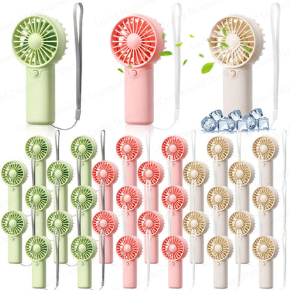 12-120PCS Portable Handheld Fan Bulk Wedding Fans for Guest Mini Handheld Fan Battery Powered Fans with Thank You Cards