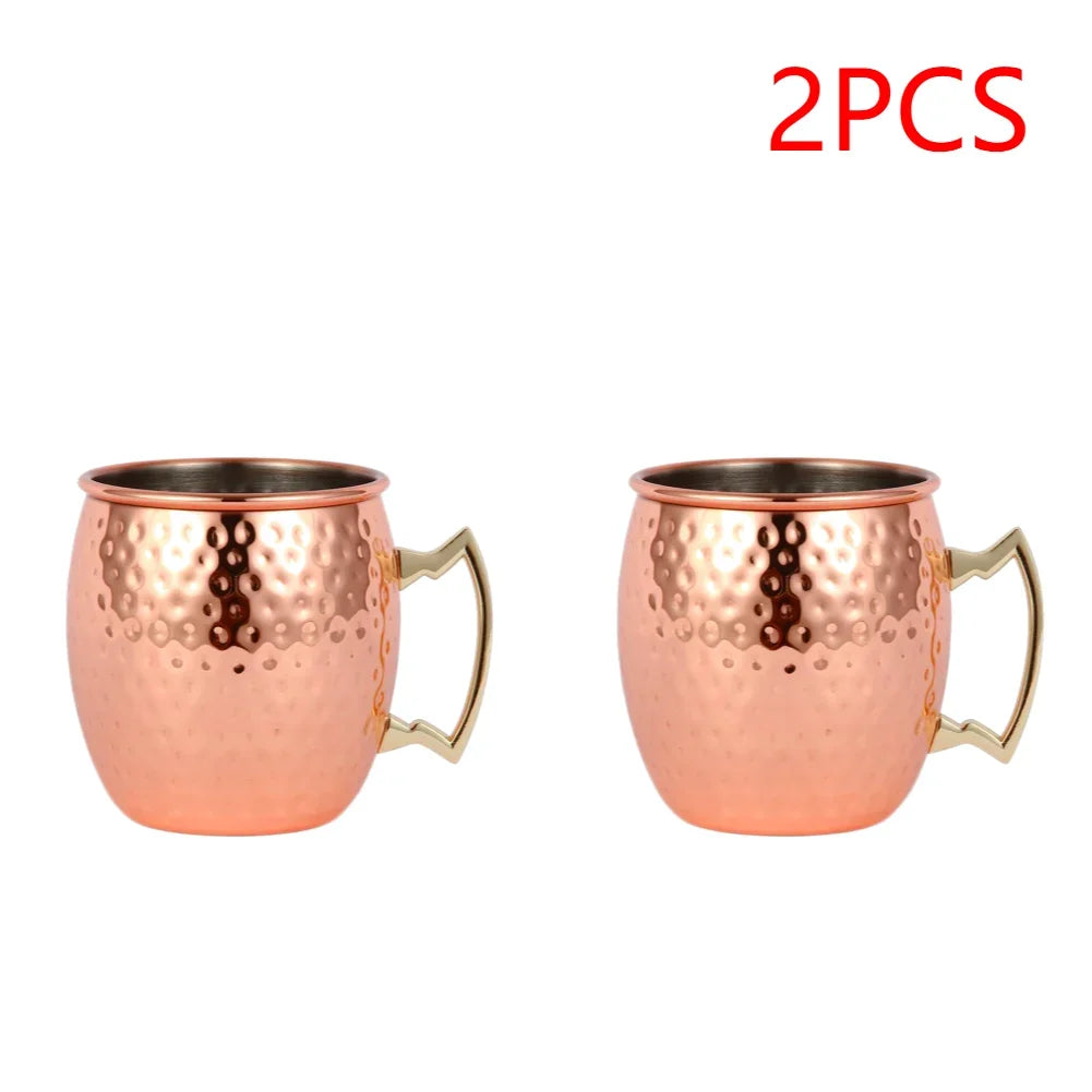 Moscow Mule Copper Mugs Metal Beer Cup Stainless Steel Copper Goblet Cocktai Wine Coffee Cup Champagne Party Bar Drinkware Tools