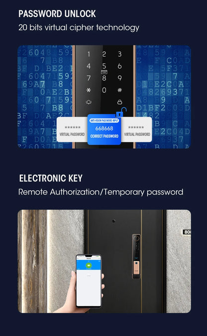2024 Smart Door Lock  Wifi Smart Fingerprint Digital Safe Door with Camera Lock for Home