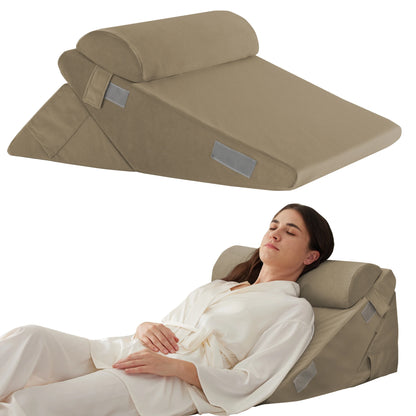 3PCS Orthopedic Bed Wedge Pillow Set for Sleeping,  for Post Surgery, Back, Neck, Leg and Knee Pain Relief, Acid Reflux, Snoring