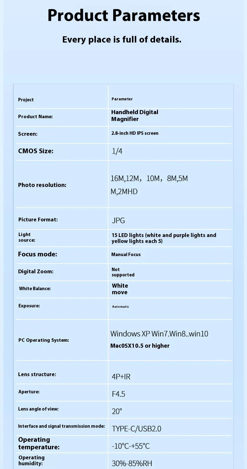 Industrial Electron Microscope, High-Definition Digital Electronic Magnifying Glass, Children's Portable