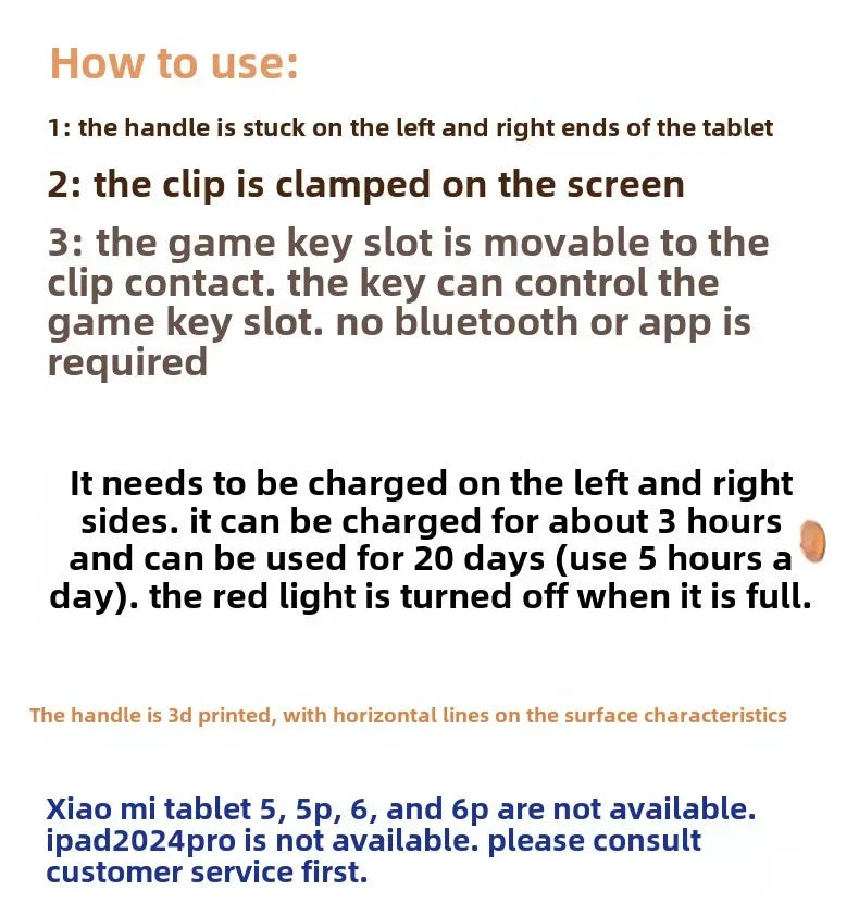 Tablet Game Handle Controller 8 Buttons 10 fingers  Pulse Continuous Shooting  Gamepad for Ipad