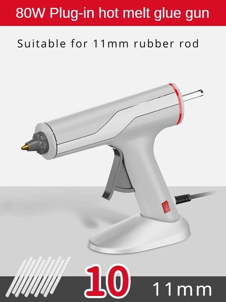 Mini Cordless Hot Melt Glue Gun, High Temperature Electric Repair Tool, DIY Power Tools, Plug-in Household, 10W, 80W, 7mm, 11mm