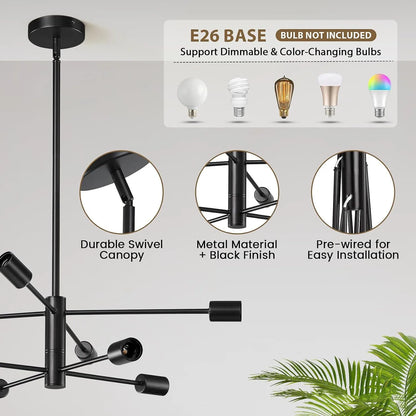 Decorative Living Room Chandelier Light 6/8/10/12 Lamps Heads Modern E27 Ceiling Chandelier Dining Room Bedroom Chandelier Lamp