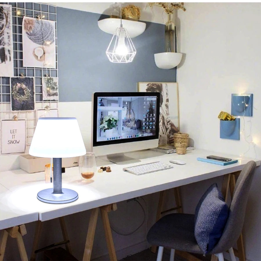 Smart Solar Table Lamp LED White Night Lights for Indoor Desk Outdoor Garden Household - Solar Powered Reading Light