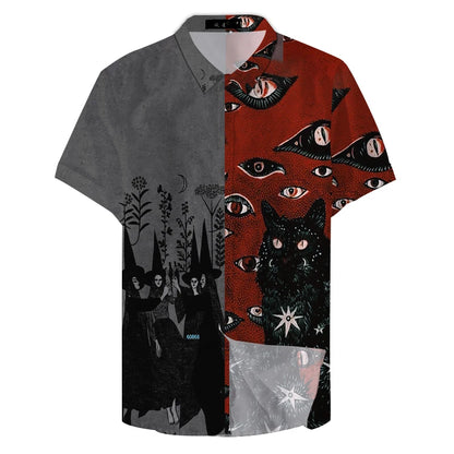 Cat Eye 3dPrinted Shirts Men Women Fashion Hawaiian Shirt Hip Hop Casual Beach Short Sleeve Blouse Men's Vocation Lapel