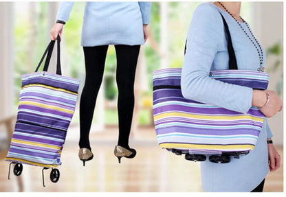 Portable Folding Reusable Shopping Bags Small Pull Cart Buy Shopping Trolley Bag With Wheels Fruit Vegetables Bag Food Organizer