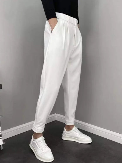 9 Cropped Office Male Suit Trousers Plus Big Size Men's Summer Pants Work Cheap High Quality Designer Clothes Elegant Tailoring