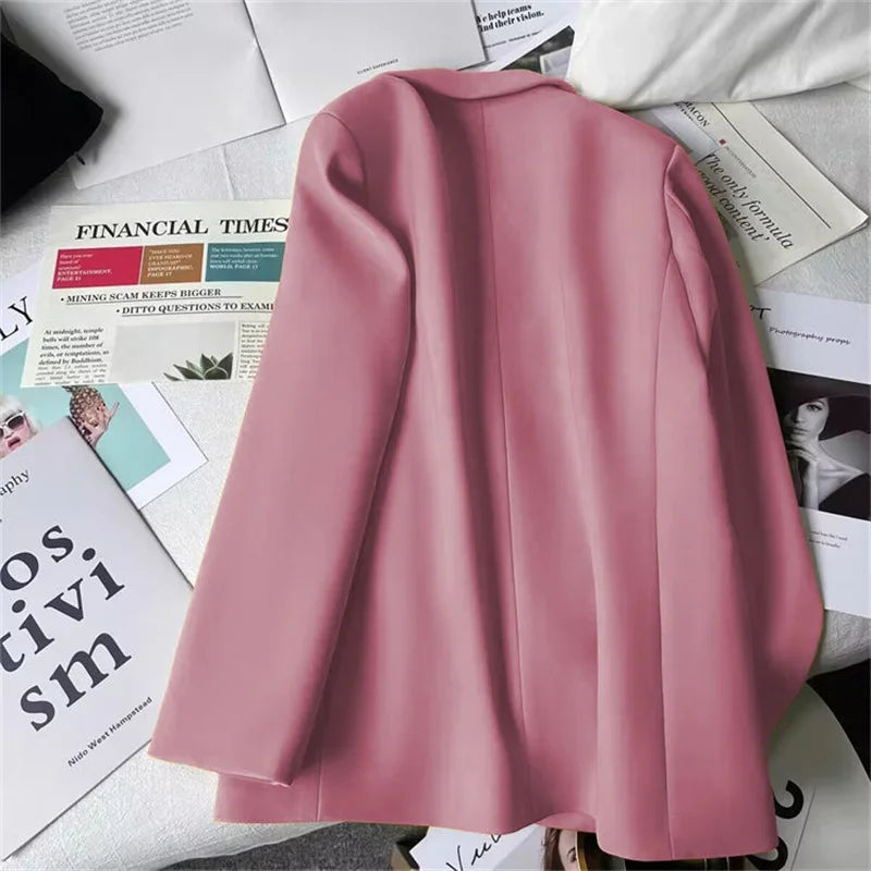 Office Lady Elegant Single Button Blazer Women New Autumn Long Sleeve Slim Jackets Casual Chic Tops Coats Outerwears Female