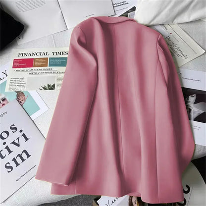 Office Lady Elegant Single Button Blazer Women New Autumn Long Sleeve Slim Jackets Casual Chic Tops Coats Outerwears Female