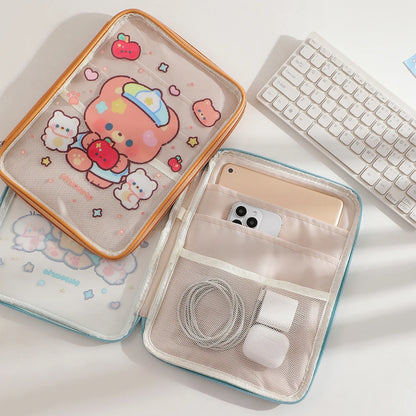 Cartoon PVC Stationary Organzier Pouch Big Capacity Storage Pens Eraser Students Pencil Bags