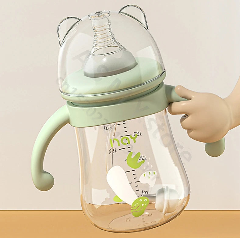 Newborn bottle/Big baby bottle/Handle anti bloating and anti falling baby bottle/Used by babies over 6 months old