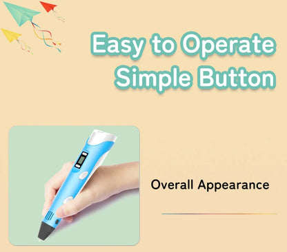 2023 Handwork 3D Pen 3d Printing Pen DIY Drawing Pens PLA Filament Birthday Christmas Gift For Kids Children with Power Adapter