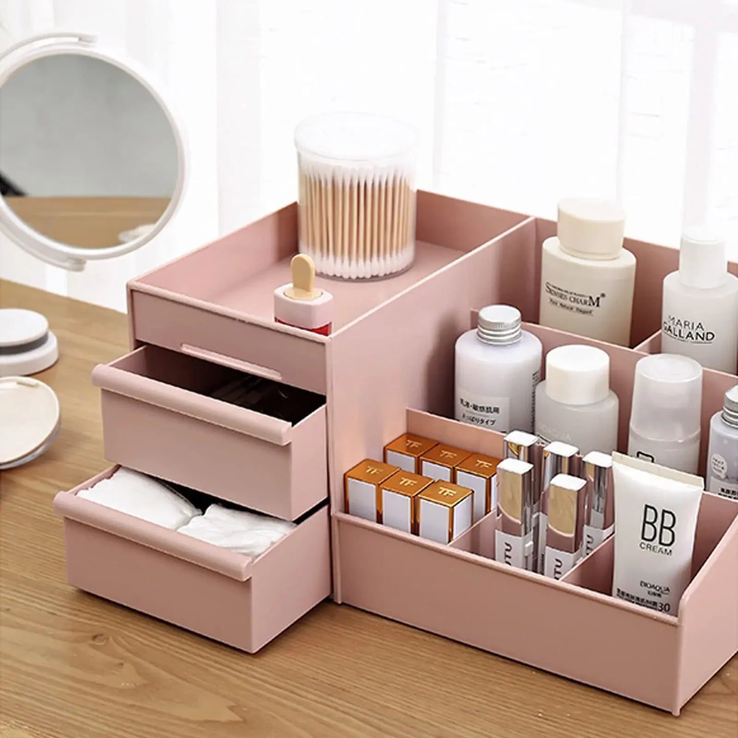 Makeup Organizer With Drawers Desktop Storage Box for Cosmetics Lipstick Brushes Lotions Eyeshadow