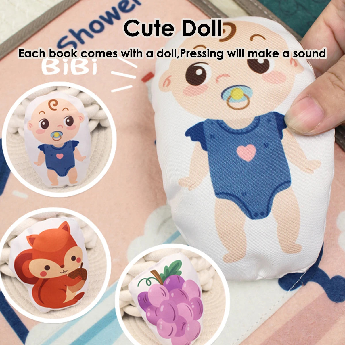 1pcs Montessori Busy Book Baby Early Education Book，Puzzle Toy, Animal Cognitive Fabric Book, Repeated Paste Book & Sensory toys
