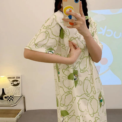 Maternity Clothings Nursing Dresses Breastfeeding Sleepwear Pattern Printing Cheerful and Lively Girl Feeling for Pregnant Women