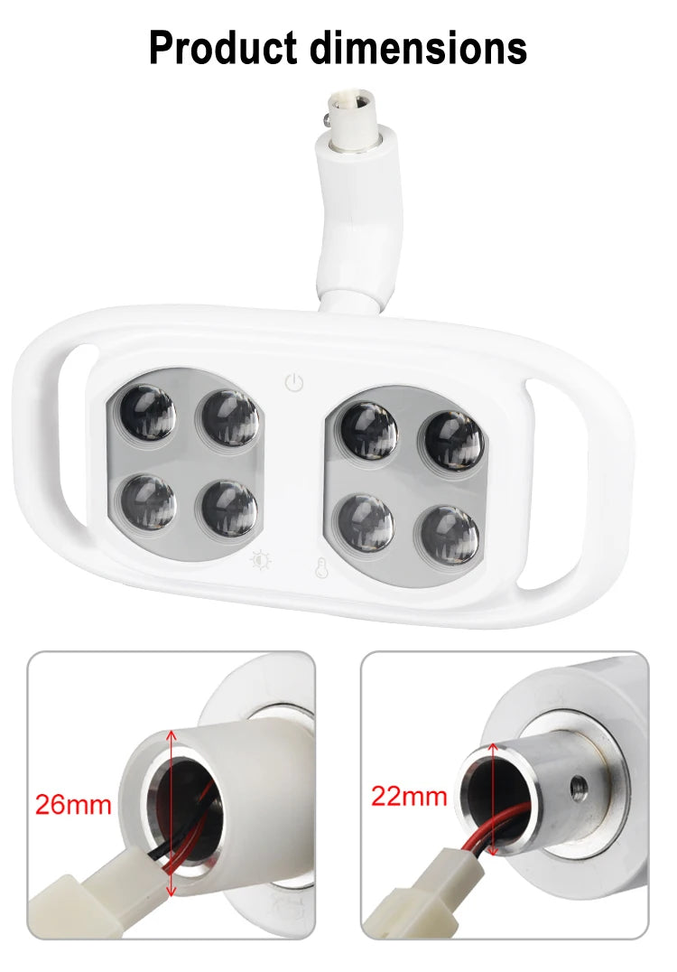 Dental Oral Light 8Bulds LED With Smart Sensor Switch Adjustable Brightness Surgical Lamp Dentistry Induction Yellow White Light