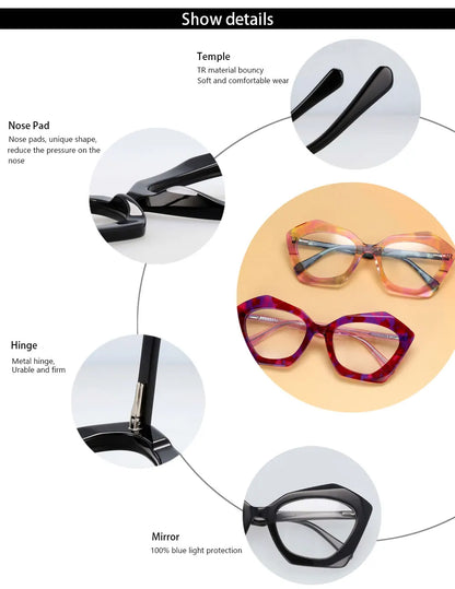 54325 Sexy Ladies Cat Eye Acetate Floral Glasses Frames Butterfly Frame Women Fashion Glasses Frame