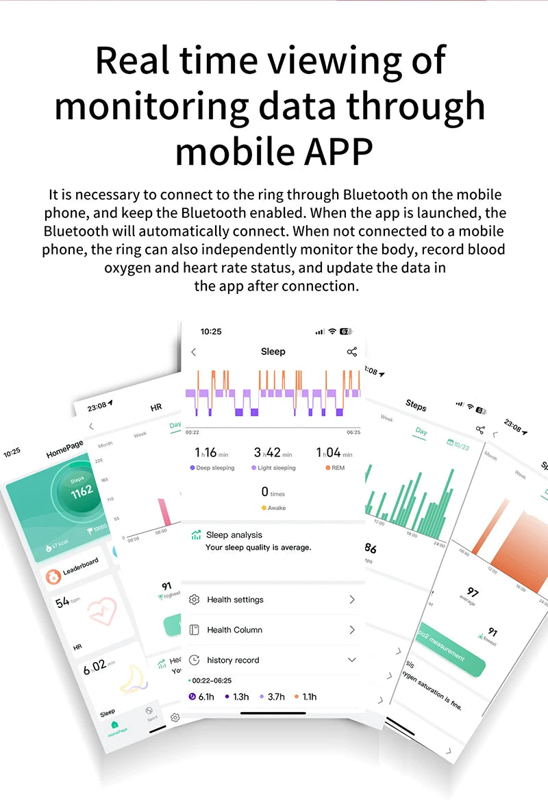 Smart Ring For Women Men Health Tracker Heart Rate Blood Oxygen Monitor Multi Sports Sleep Fitness 5ATM Waterproof Smartring