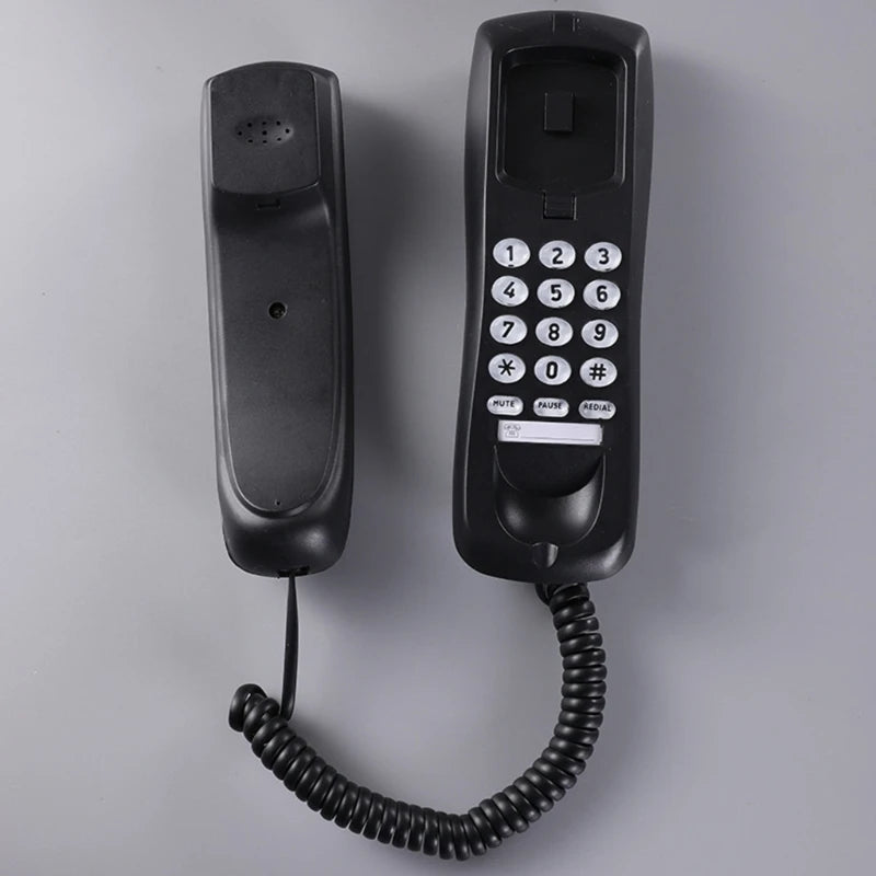 High Quality Landline Telephone with Mute and Redial Functions Easy Install Wall Phone Black/White