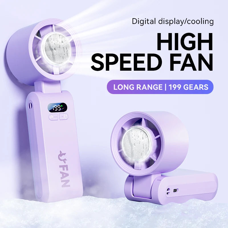 Handheld Fan, Portable Handheld Fan with Ice Function Turbo Powerful Rechargeable Fans  for Outdoor Indoor travel essentials